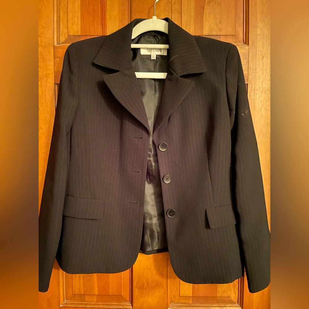 Black pinstripe pantsuit